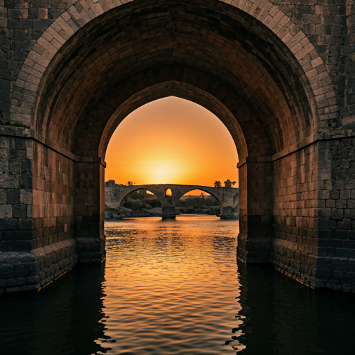 Ancient Stone Bridge at Sunset